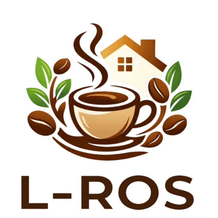 Coffee cop and house represent L-Ros website